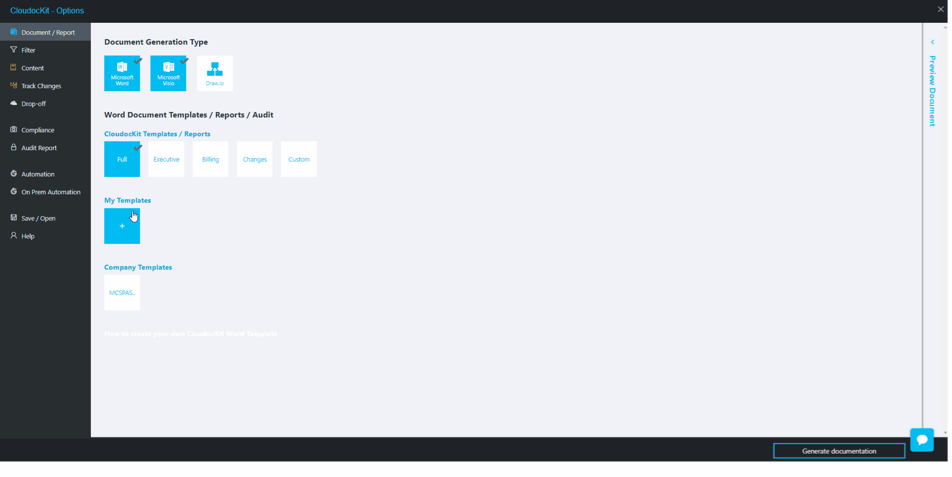 On-Premise Documentation, Report & Diagram Support