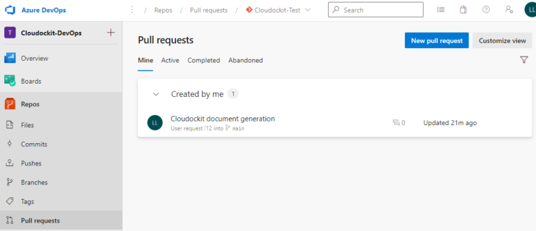 Drop Off in Azure DevOps Repository - Cloudockit