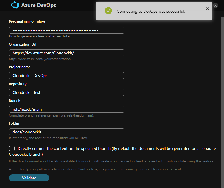 Screenshot Cloudockit Azure DevOps